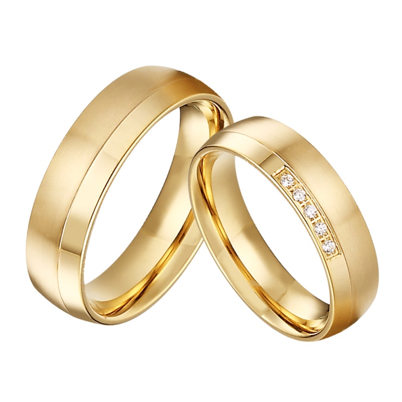 Golden Lover 'S Sieraden Alliantie Anniversary Engagement Paar Trouwringen Voor Mannen En Vrouwen Huwelijk Vinger Ring
