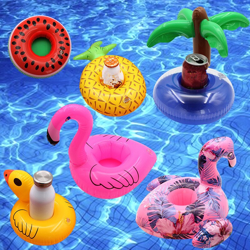 Mini Water Coasters Floating Inflatable Cup Holder Swimming Pool Drink Float Toy Inflatable Circle Pool Coasters Swan Flamingo