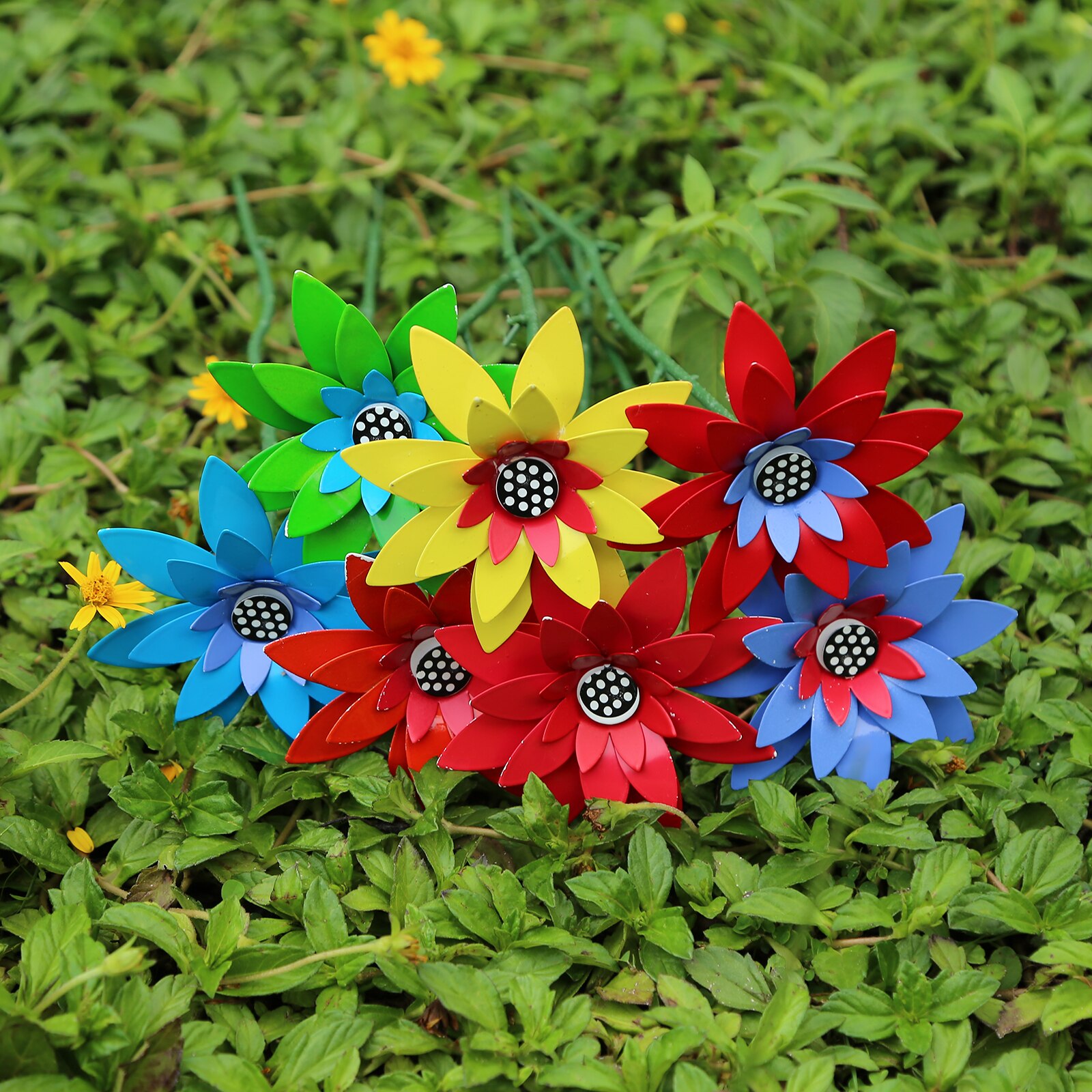 Metal Daylily Flower Iron Stakes Crafts Daylily Sculpture for Lawn Garden