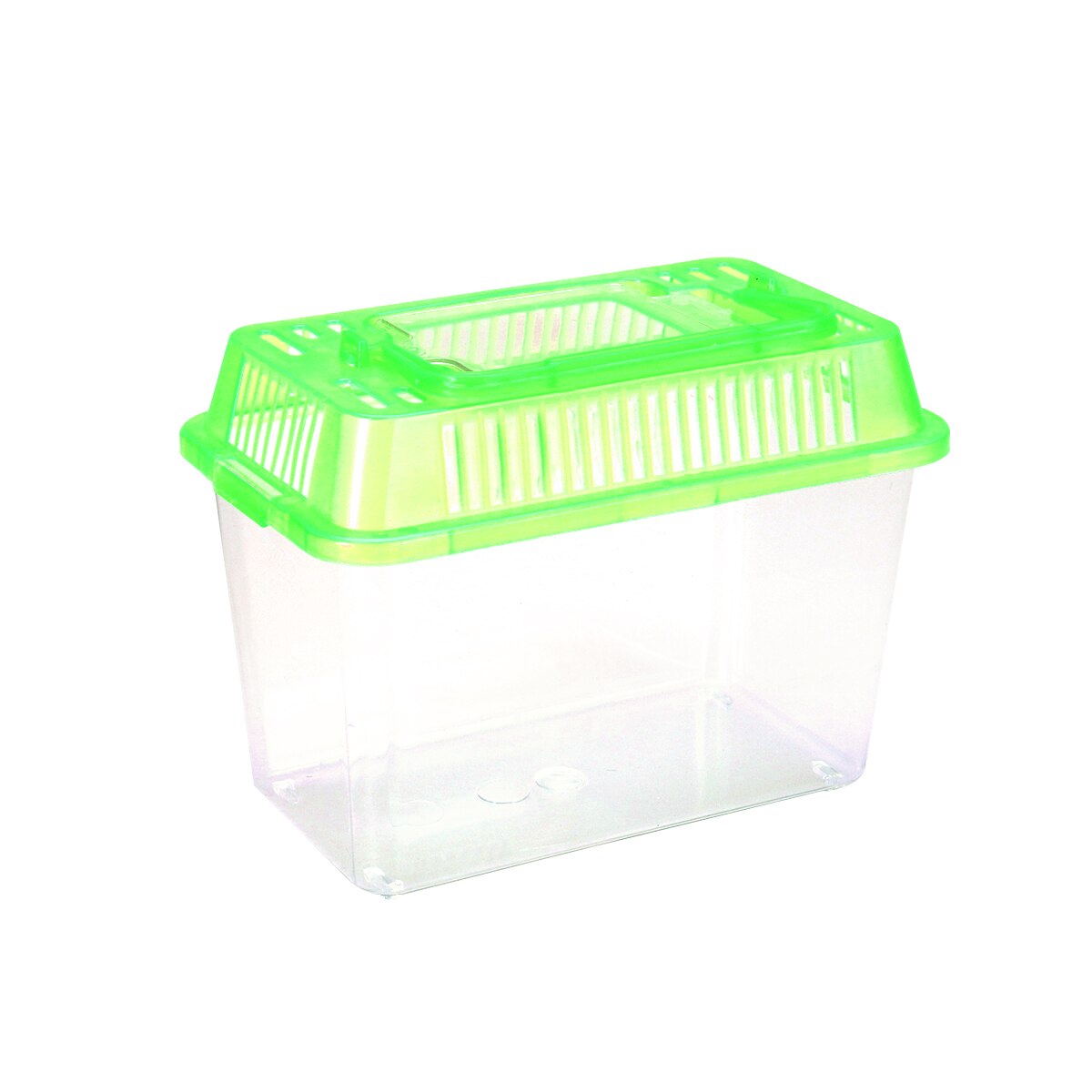 Mini Fish Tank Plastic Handheld Fish Tank for Turtle and Pet Fish (Red - Lid for Random)