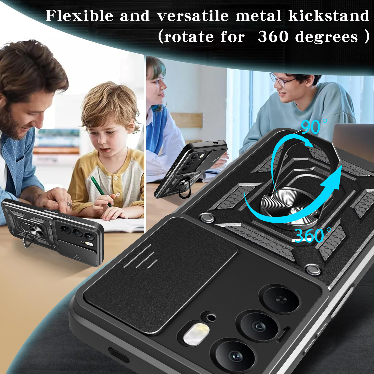 Armor Capa for Realme C75 C67 4G 14X 5G Case Slide Camera Ring Stand Protect Cover for Realme C75 C67 4G Shockproof funda