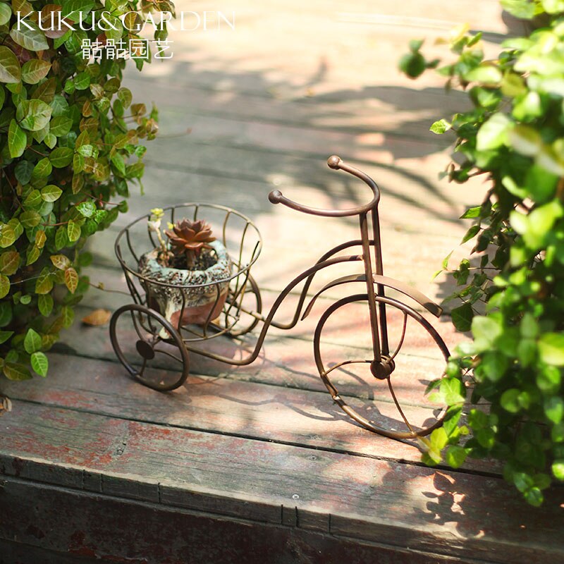 Europese Tieyi Retro Mini-Driewieler Fiets Vorm Creatieve Bloem Stand Multi-Flesh Tieyi Bloempot Regeling