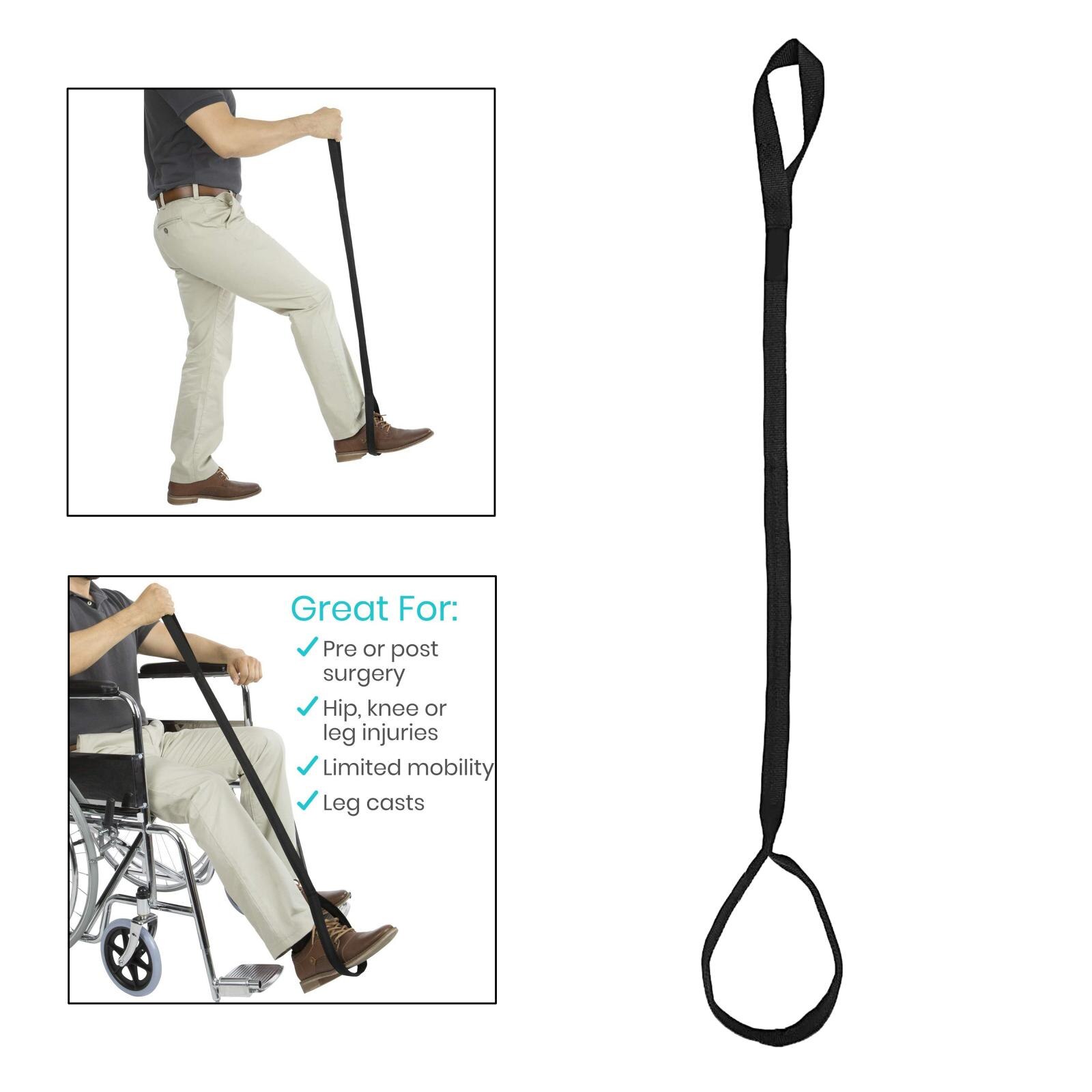 Leg Lifter Strap Rigid Foot Loop Hand Grip for Adult Senior Elderly Handicap