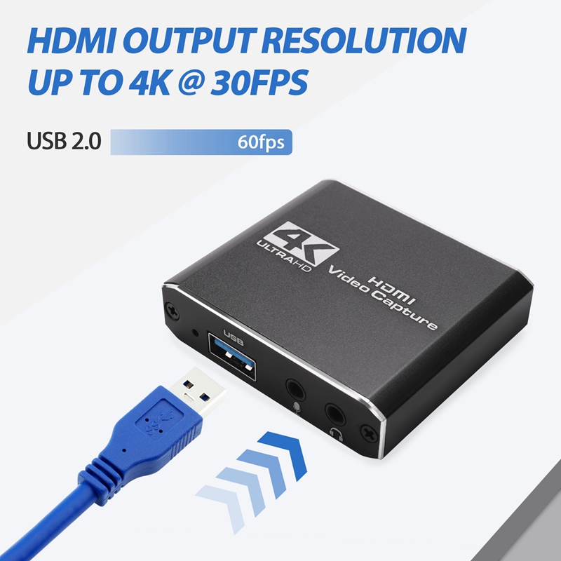 Audio Video Capture Card Met Microfoon 4K Hdmi Loop-Out,1080P 60Fps Video Recorder Voor Schakelaar/PS5/ One/Pc/Video