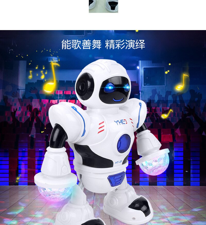 Langlish Language LED Light Dance Robot Boy's Birthday Arms Swinging Cool Lights Singing Dancing Lights Robot