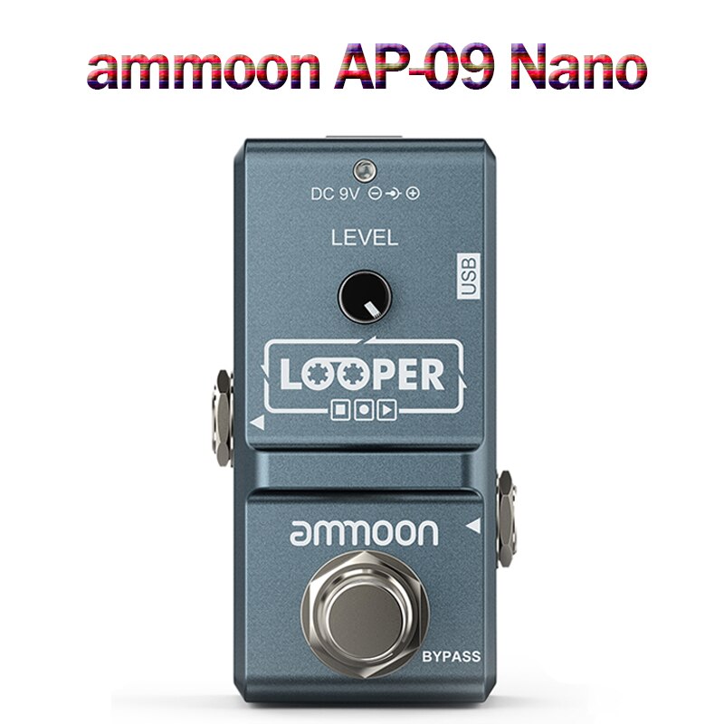 Ammoon stereo looper loop record guitar effekt pedal 10 uafhængige loops max 10 min optagetid guitar pedal guitar tilbehør: Ammoon ap -09 nano
