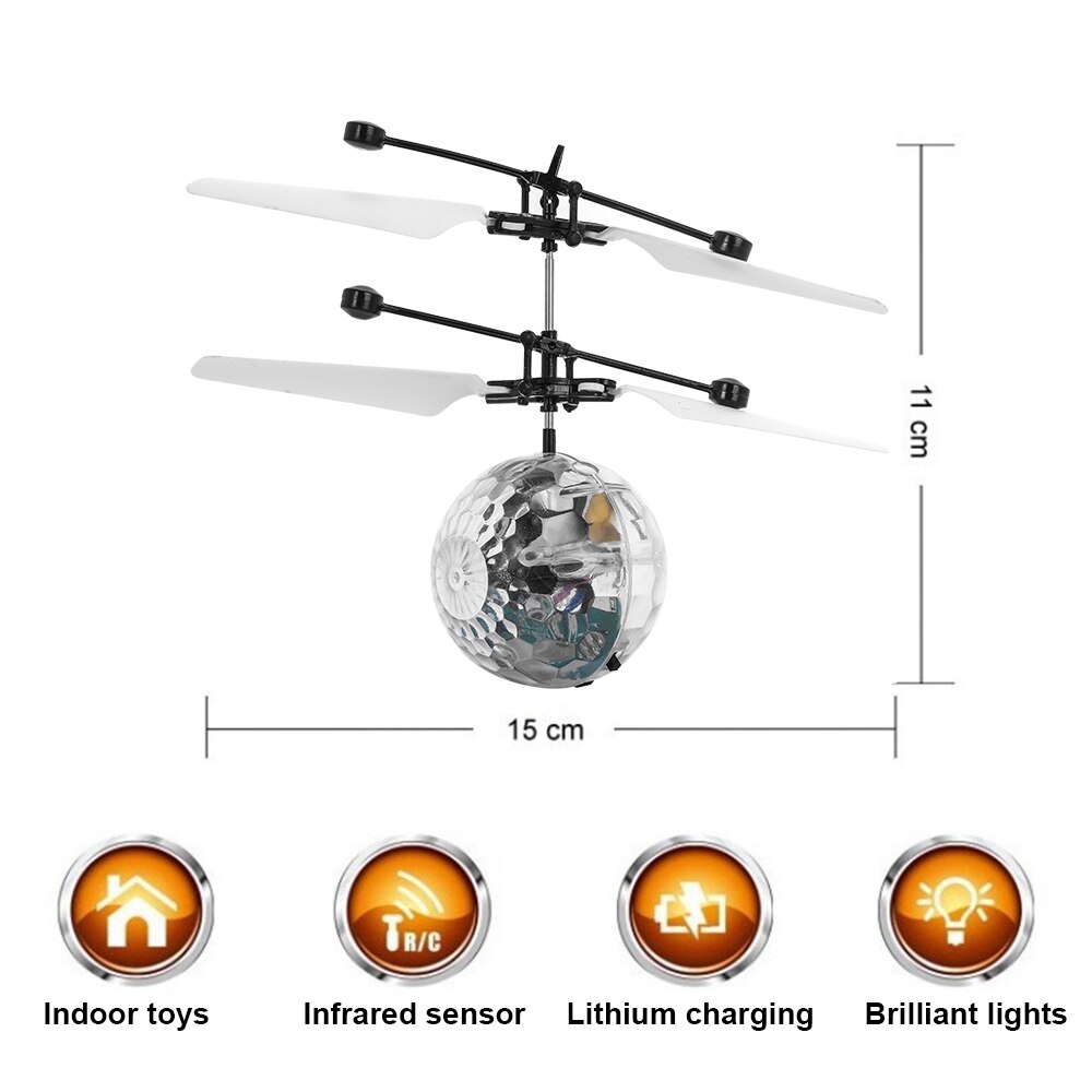 Mini RC Helicopter Infrared Light Flying Ball Colorful USB Charging Sensor Induction Aircraft Model Kids Toys For Christmas