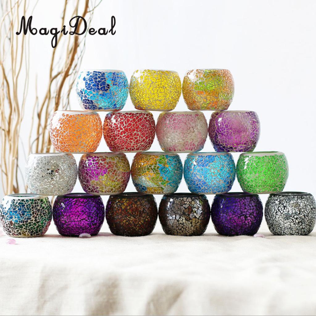MagiDeal sortiert Marokkanischen Mosaik Glas Votiv Kerzenhalter Tee Licht Leuchter Kerzenhalter Heimat Dekor Tabletop Mittelpunkt