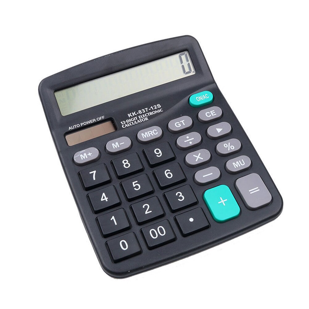 Portable Electronic Calculator 12 Digit Large Screen Solar Power Calculator Office School Calculator Students Calculating Tool