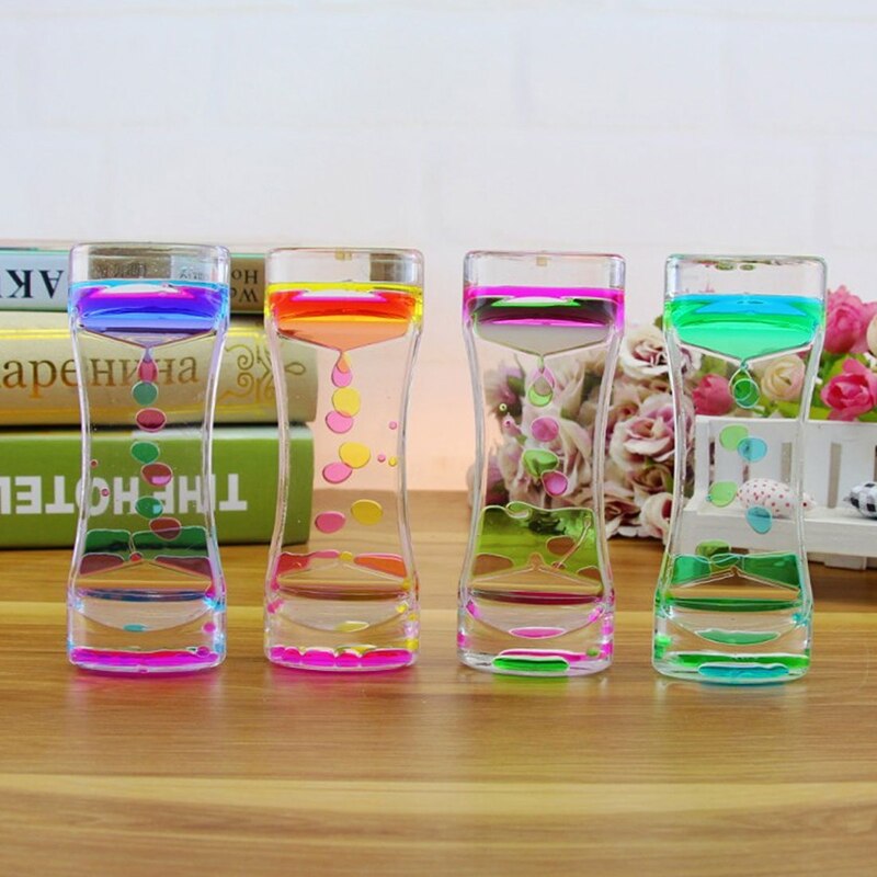 Doppel Farbe Sand Sanduhren Schwimm Öl Flüssigkeit Visuelle Bewegung Timer Glas Acryl Uhr Schreibtisch Ornament Hause Dekoration
