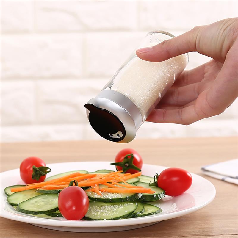 10 stk gjennomsiktig glass kjøkkenutstyr krydder pepper shaker krydderkrukke roterende deksel krydderkanne salt sukkerflaske