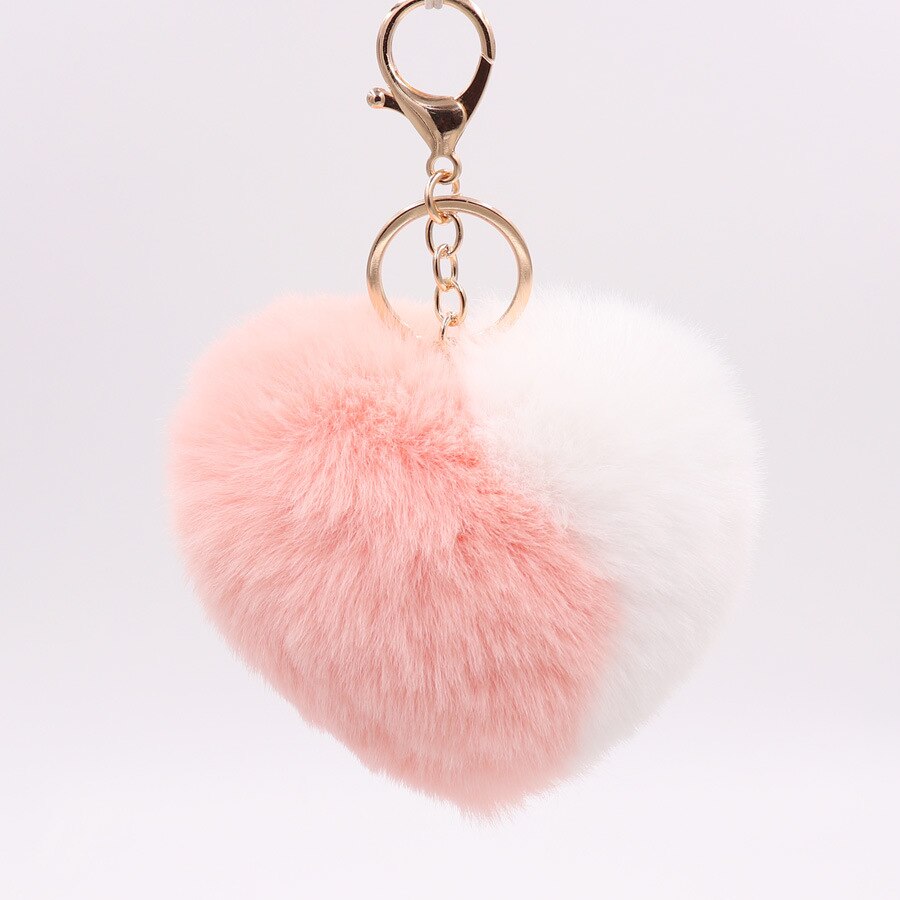 Hjerte pomponer nøglering regnbue plys bolde nøgleringe dekorative vedhæng til kvinder taske tilbehør nøgleringe bil nøglering: 1
