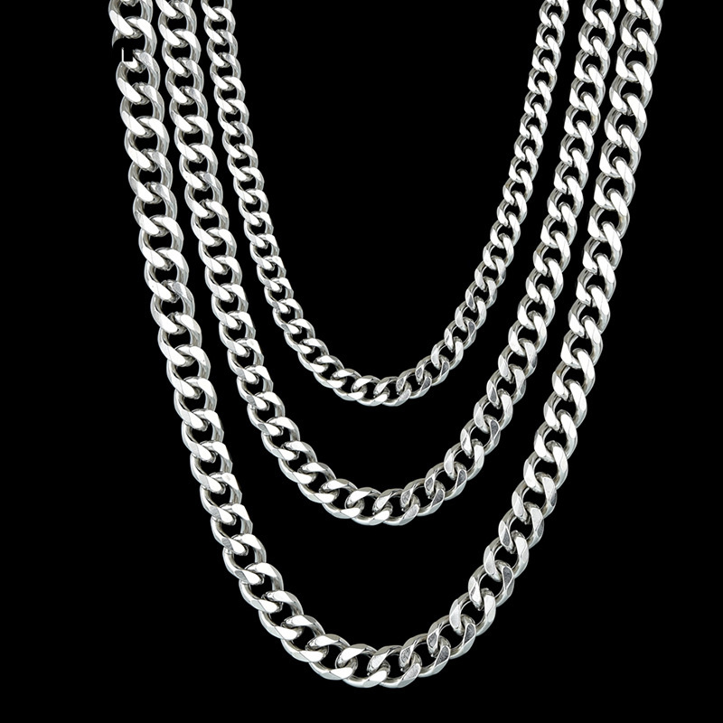 BTEN Curb Cubaanse Heren Ketting Ketting Goud Zwart Zilver Kleur Rvs Kettingen voor Mannen Mode-sieraden 3/5/7/9/11mm