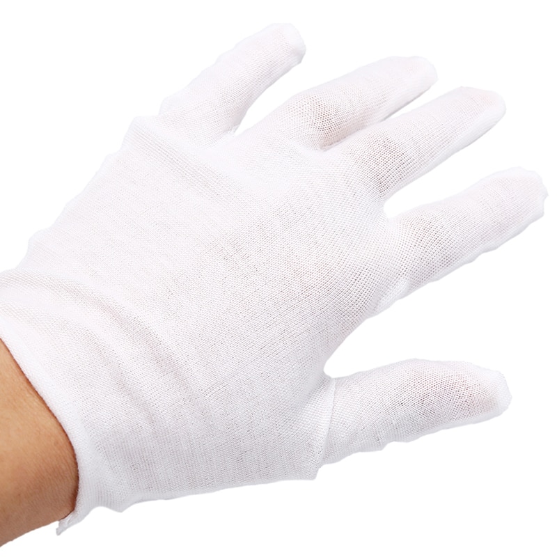 Guantes de algodón blanco fino suave, para inspección de joyas, 4 pares