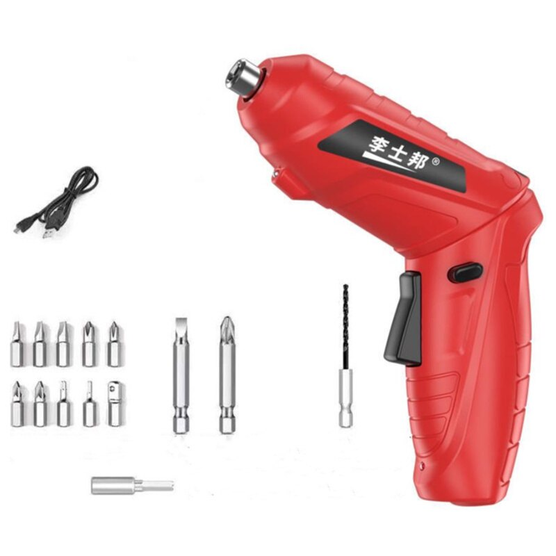 Multifunction Mini Electric Drill Home Electric Screw Driver Screwdriver Power Tool USB Charge Universal Wrench Maintain THE1203: red B