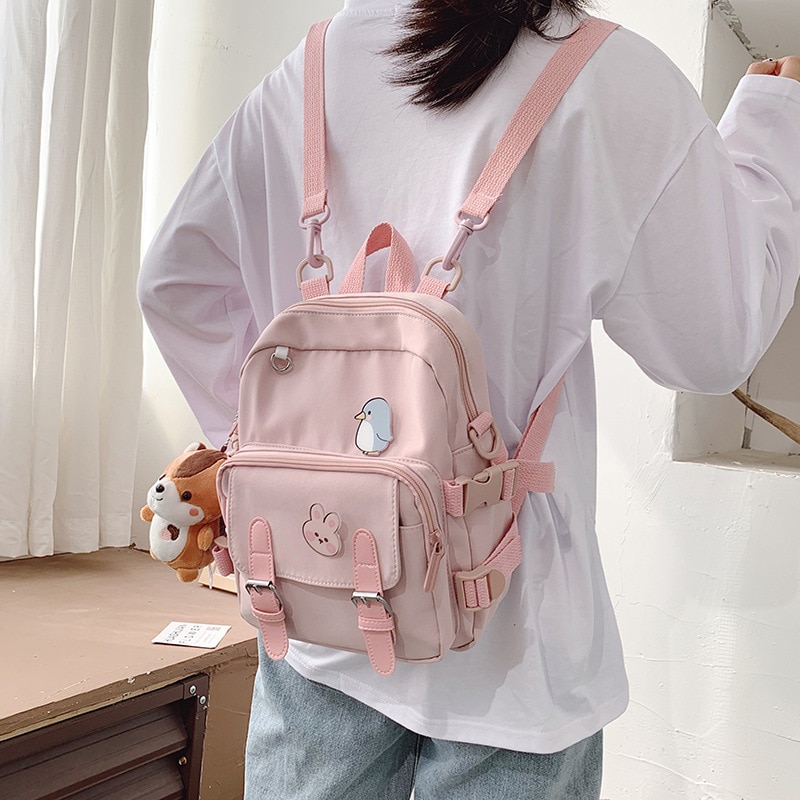 Korean Style Canvas Small Mini Backpack For Women Travel Backpack Leisure School Bag For Tennage Girl Shoulder Bag