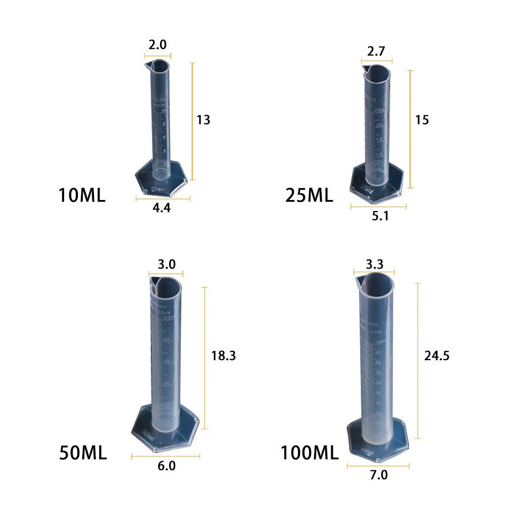 Affordable Chemistry Set Measuring Plastic Measuring Cylinder Graduated Cylinders for Lab Supplies Laboratory Tools Set of 4