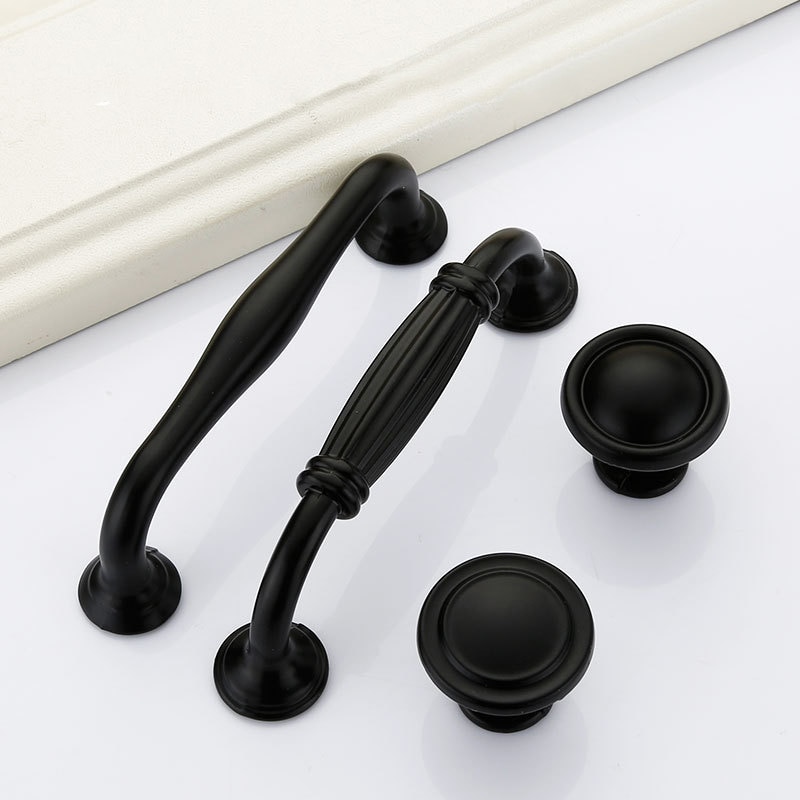 Poignée de porte noire moderne, à la américaine, poignée de meuble décorative