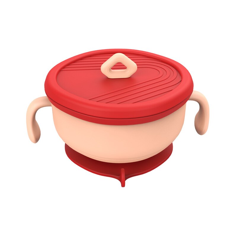 Assiette 3 en 1 pour bébé, bol de collation pour bébé avec paille, bol à ventouse supplémentaire, ensemble de vaisselle pour enfants en bas âge: Pink