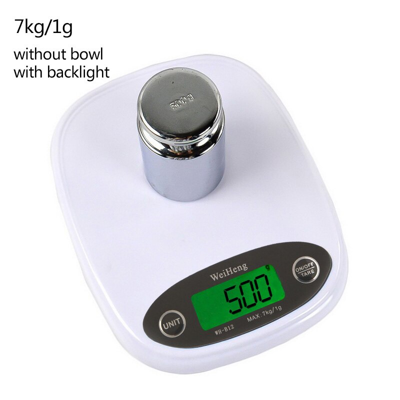 7kg/3kg 0.1/1g Kitchen Scale High Precision Mini LCD Digital Display Scale Gram Weighing Jewelry Food Measure Scale With Bowl: 7kg-1g backlight