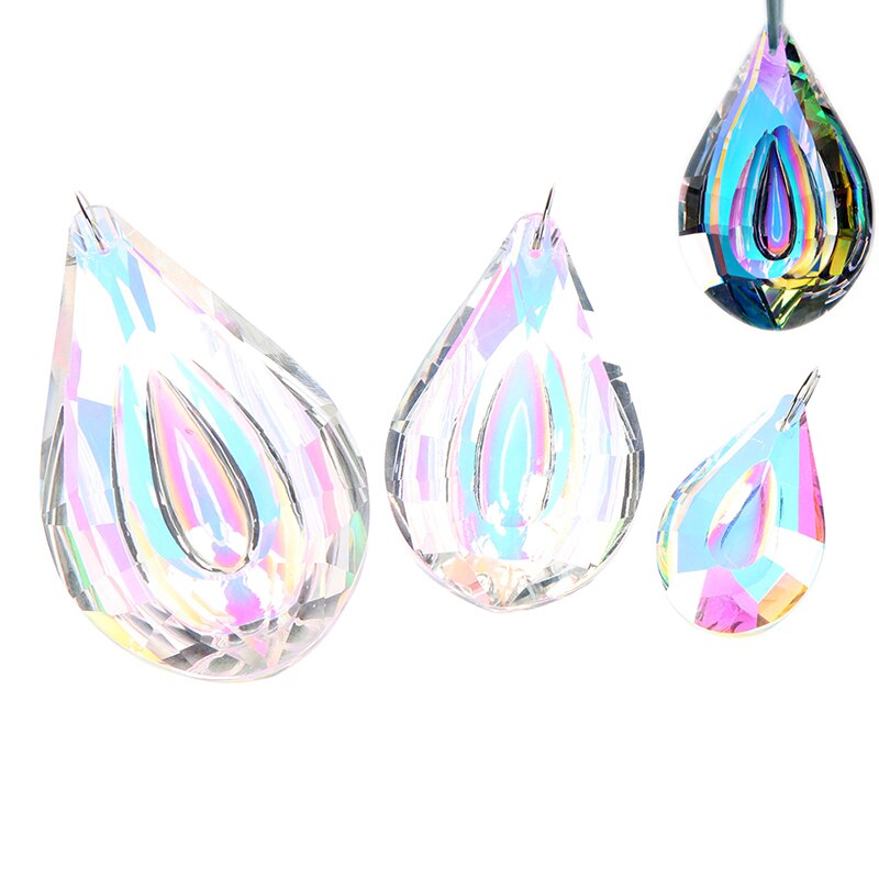 38/63/76mm Kleurrijke Suncatcher Art Glas Druppels Kroonluchter Hanglamp Lamp Deel Opknoping Prisma Crystal DIY hanger Onderdelen