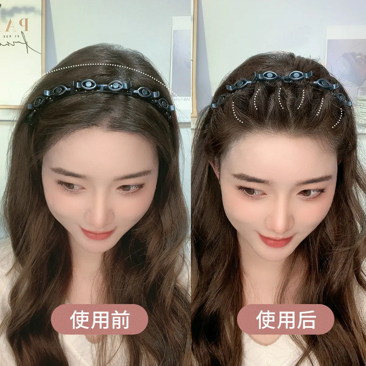 Double Bangs Hairstyle Hoop pour femmes, Twist Tresse Front Hairclips, Médiateur pin, Hoop, Sauna Band, Sauna Wear,