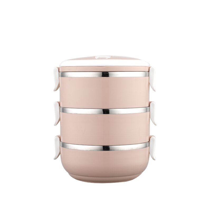 Tiffin box stainless steel lunch box Bento Box combination container for food thermal insulation: Pink 3 layers