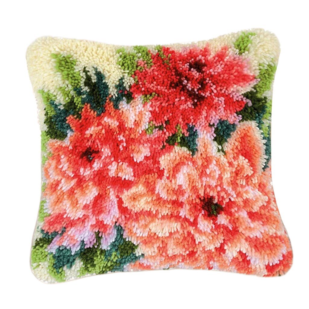 1 Set Decorative Flower Latch Hook Kits Embroidery Pillow Case Cushion Cover: Blooming Flowers