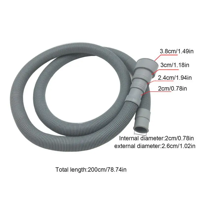 Universal Washing Machine Drain Hose Kit 10Ft Multi Diameter 20 24 30 38mm Thickened Dishwasher Replacement with Clamps