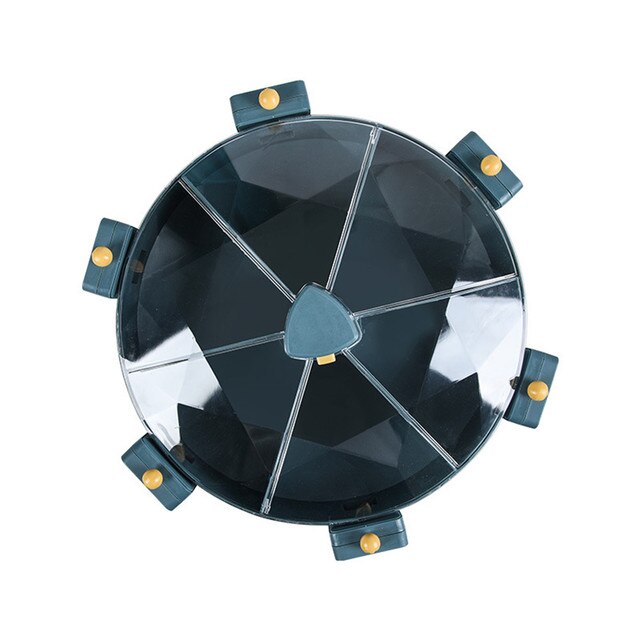 8.5L Large Rotate Storage Containers Cereals Dry Food Rice Dispenser Holder Plastic Divided Cells Wall Mounted Kitchen Organizer: Blue-