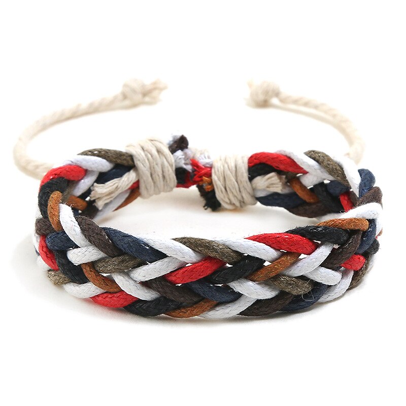 Zwart Gevlochten Casual Handnade Multicolor Touw Geweven Weave Mannen Vrouwen Lederen Armbanden Vrouwelijke Mannelijke Sieraden