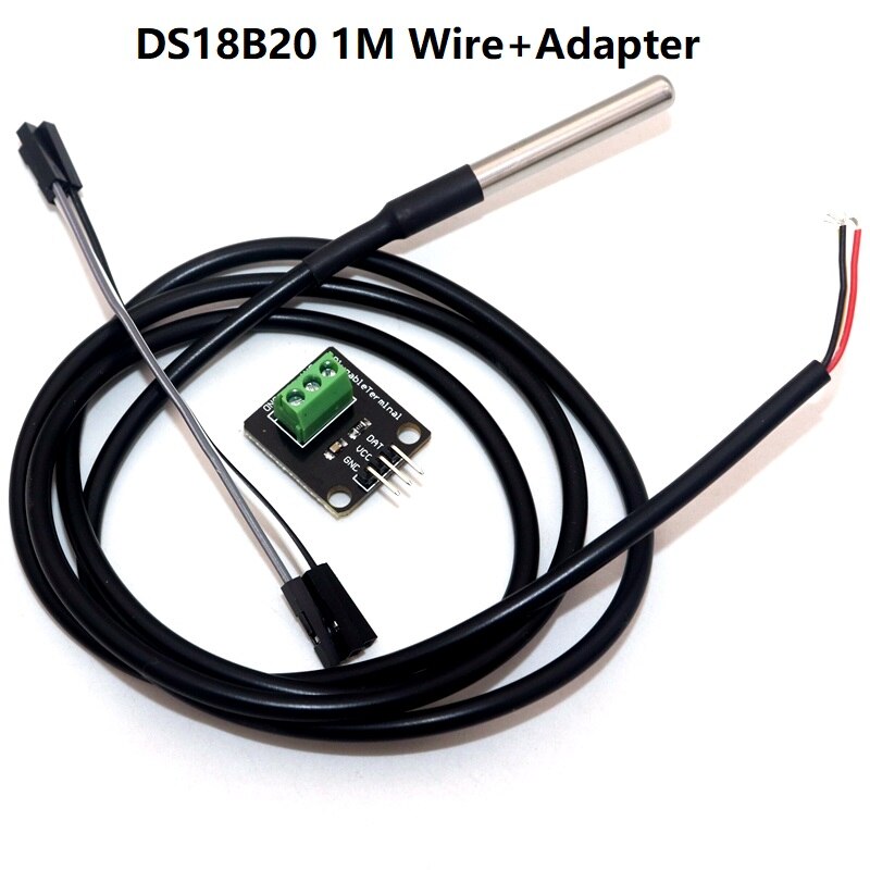 DS18B20 Temperatuur Sensor Module Kit Waterdichte Digitale Sensor 100Cm Kabel Roestvrij Stalen Sonde Terminal Adapter Voor Arduino: 1M DS18B20 Adapter