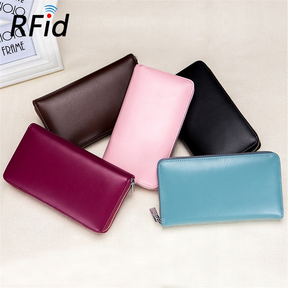 Leather RFID Blocking Credit Card Holder Men Anti Theft Travel Passport Long Wallet Women Business ID Holder 36 Cards Purse