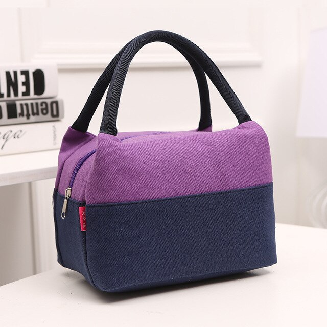 Canvas Lunch Tassen Voor Vrouwen Mode Draagbare Thermische Geïsoleerde Lunchbox Tas Tote Bolsa Comida Lunch Tas Voor Kinderen school: purple