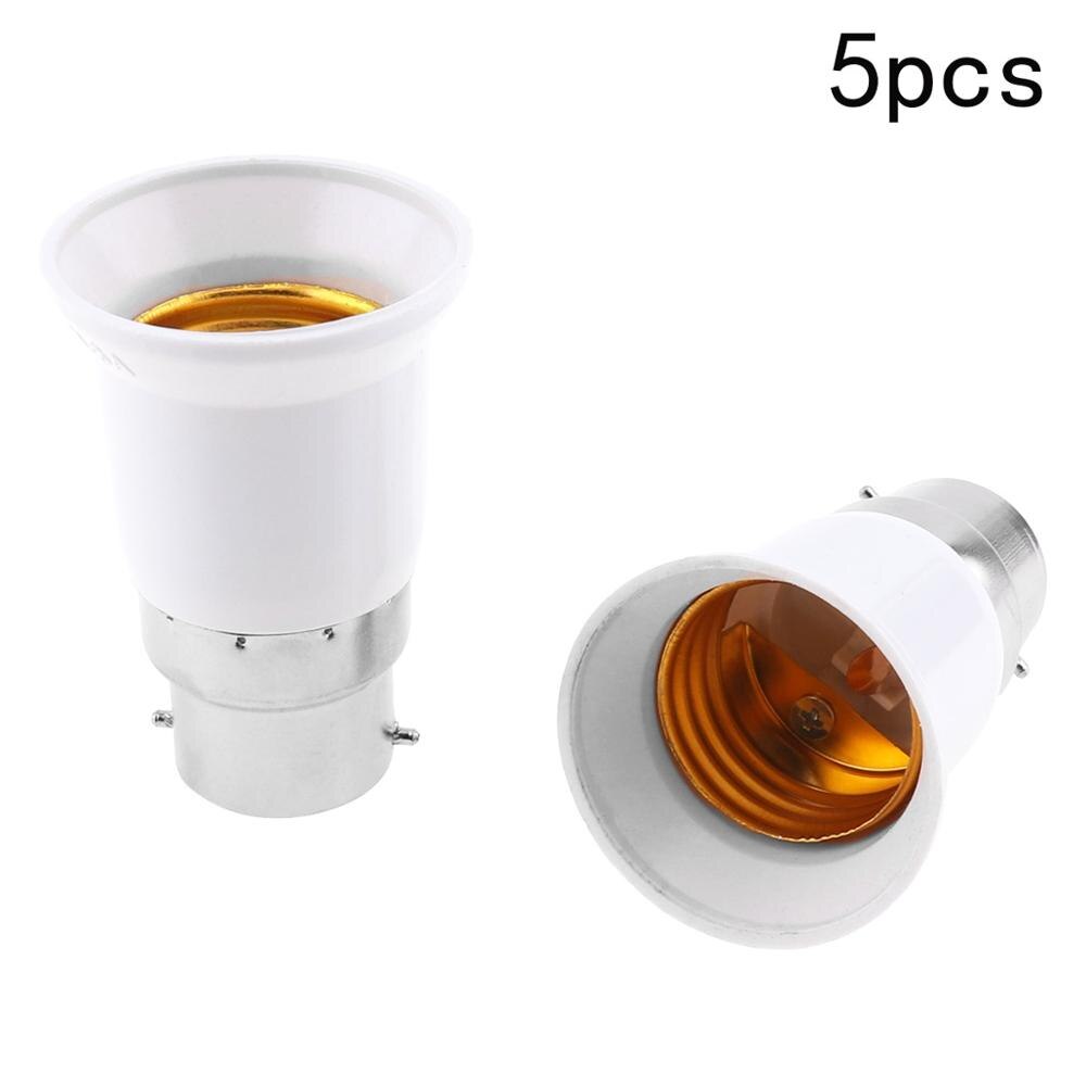 5 stk/lott  b22 til e27 ledet pære sokkel adapter universell lysomformer lampeholder