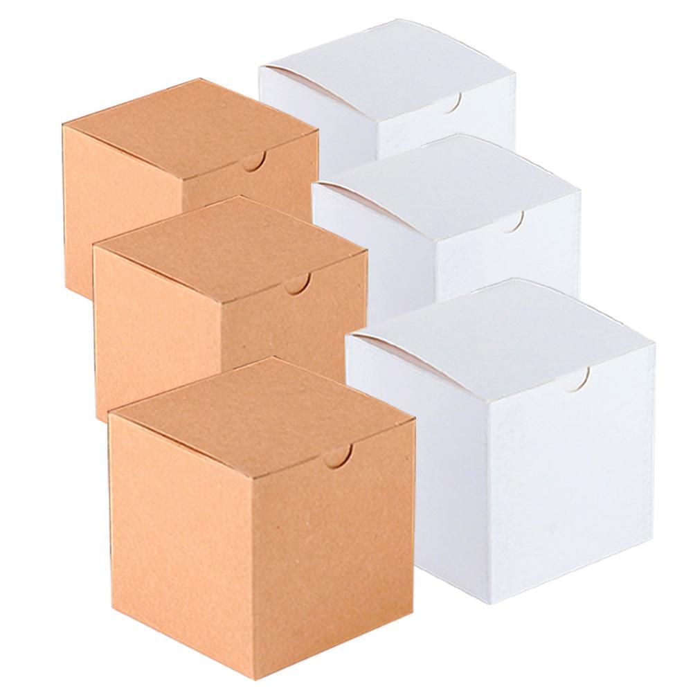 20pcs/set Square Kraft Paper Packaging Box Empty Box Wedding Party Candy Paper Cardboard Box Carton Boxes O7r3