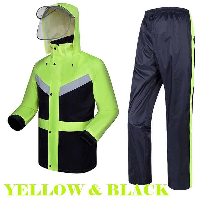 Hi viz vis rain jacket and pants split raincoat with reflective strips tapes rain suit rainwear jacket &amp; pants