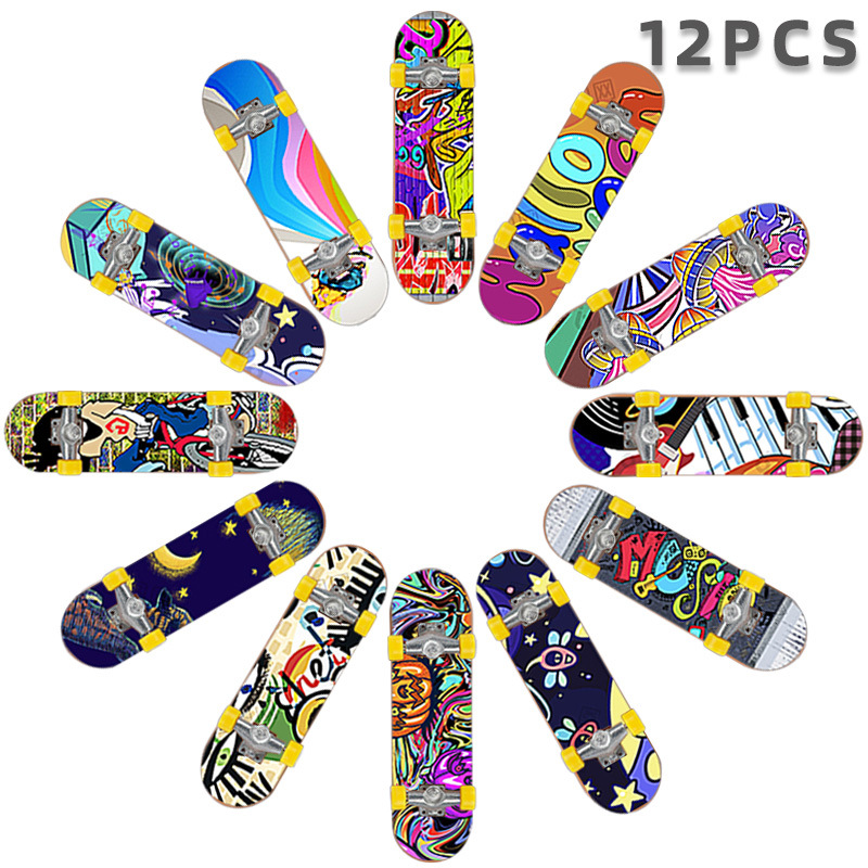 Mini Finger deskorolki Skate części rampy zestaw zabawki pełne rowerowe rowerowe palce skuter dwukołowiec skuter pokładzie Skate zabawki parkowe: 12PCS no box