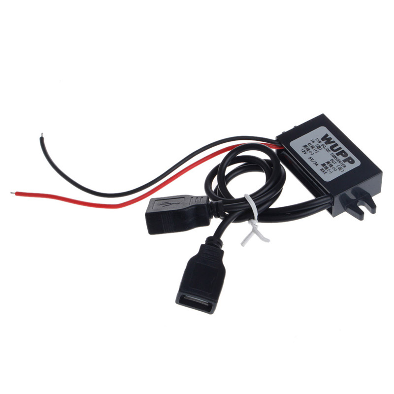 Auto DC 12V naar 5V 3A 15W Hard Wired Step Down Dual USB Oplader Voor Dashcam Telefoon