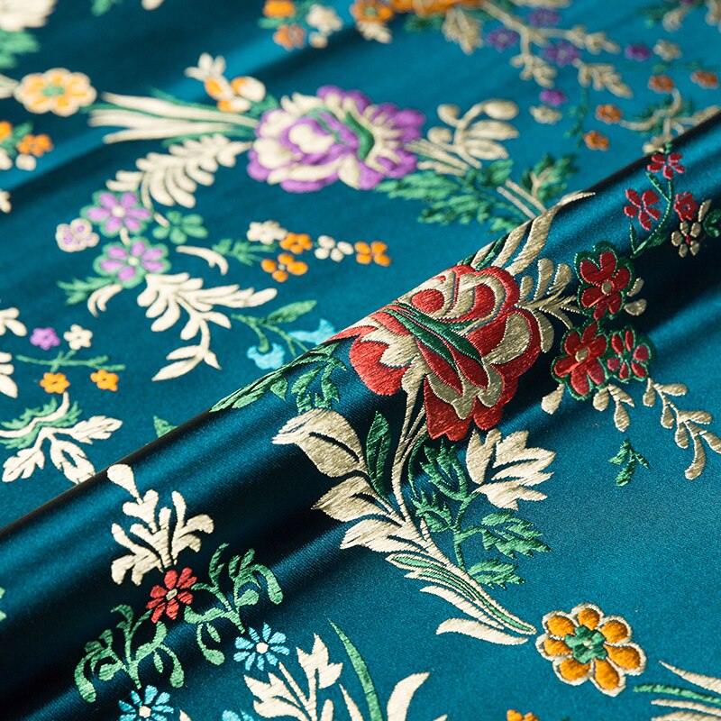 Bloem Satijn Stoffen Brokaat Jacquard Patroon Jurk Stof Rood Voor Naaien Cheongsam En Kimono Materiaal Voor Diy
