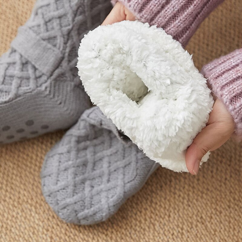 Hiver tricoté femmes chaussettes femmes impression de noël anti-dérapant moelleux corail polaire bouton Tube velours femme chaussettes