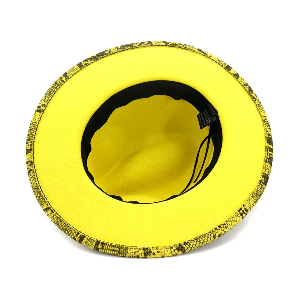 Autumn Winter Snakeskin pattern Fedora Top Jazz Hats Wide Brim Fedora Hats for Woman