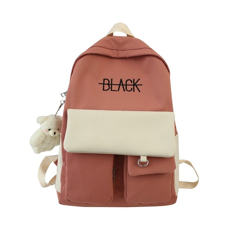 Nouvelle tendance femme sac à dos sacs d'école imperméables pour adolescentes grande poche Nylon couleur bonbon collège sac à dos Mochila: red