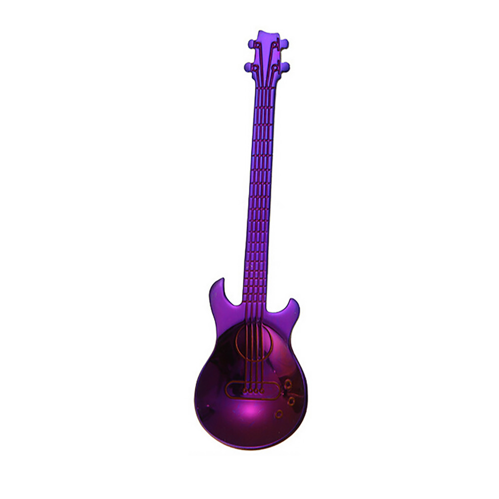 20 # Rvs Gitaar Lepels Regenboog Koffie Thee Lepel Met Lange Steel Bestek Thee Thuis Keuken Drinkwaren 12 Cm lengte: Purple 