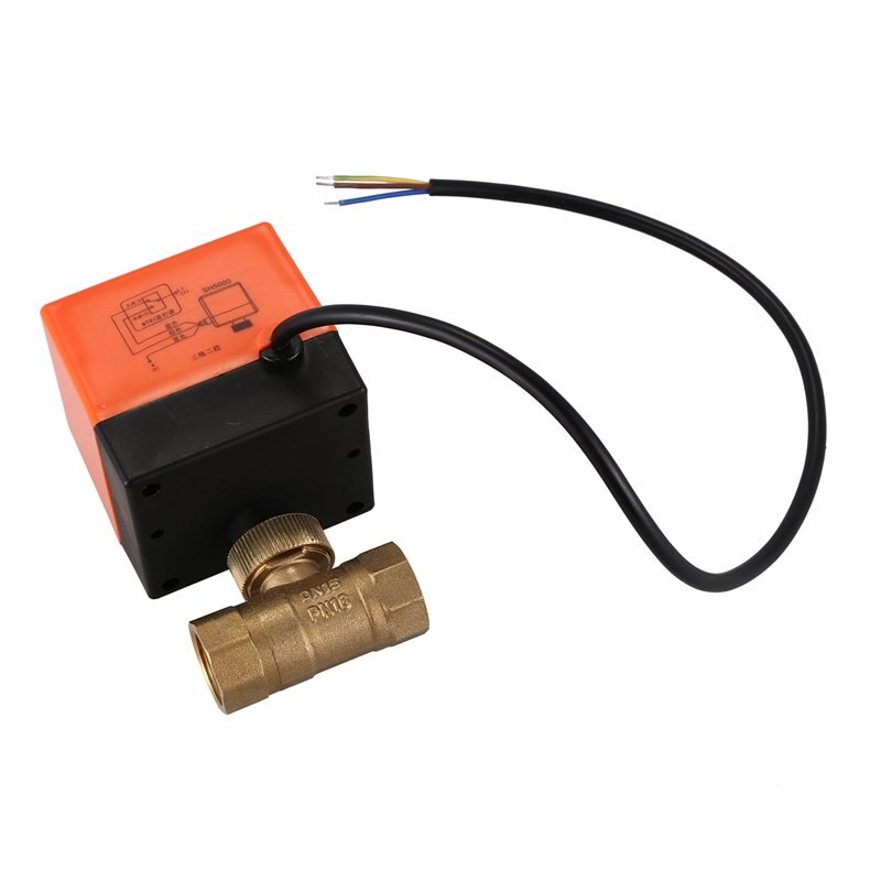 DN15-2 AC220V air conditioning floor heating micro-electric two-way ball valve three line two control electric ball valve