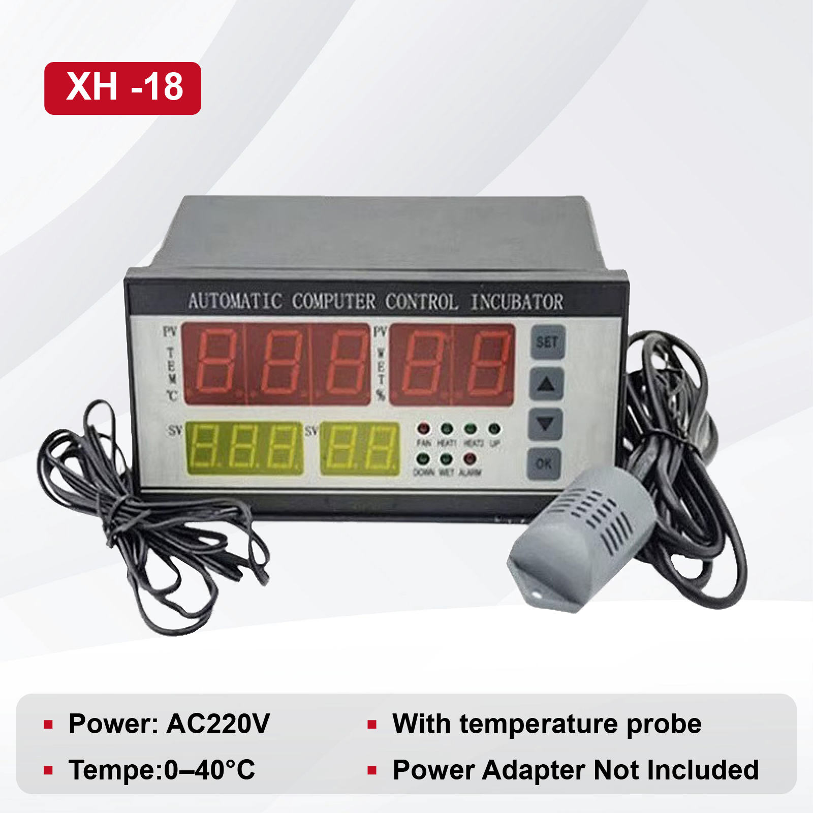 XM-18 Automatic Egg Incubator Thermostat Digital Temperature Humidity Controller with Sensor: Brown