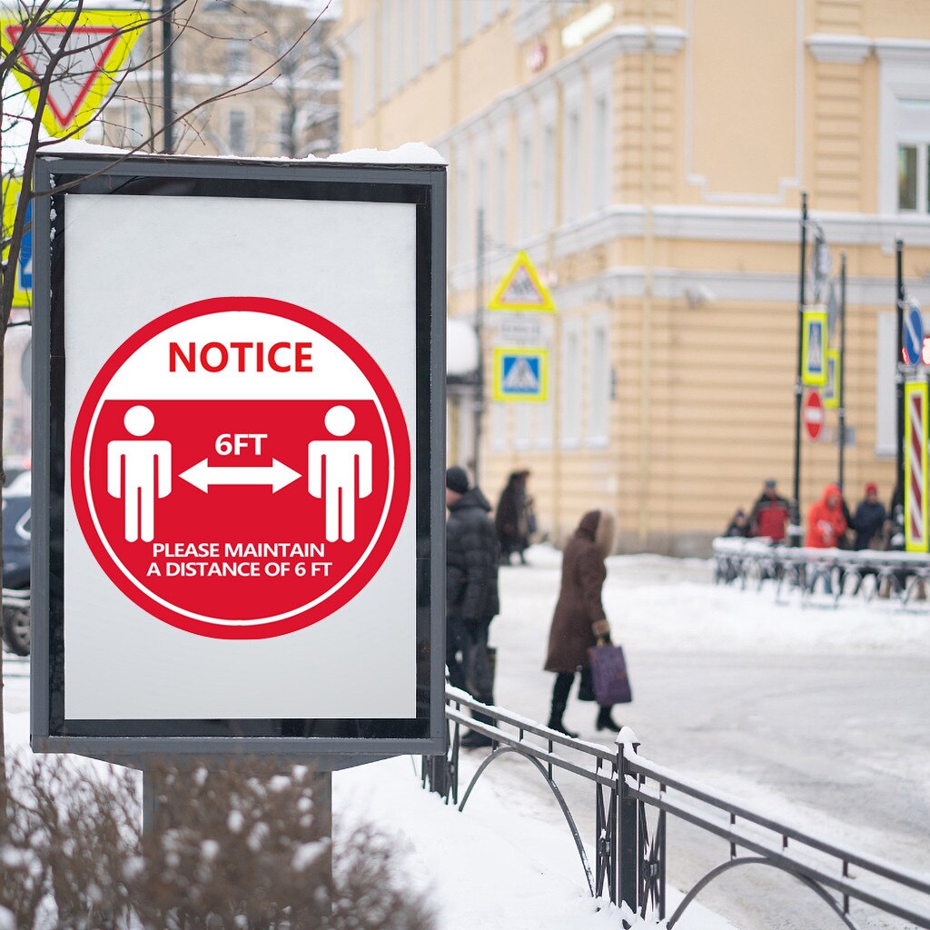 1/5/10pcs Distance Marker Pvc Stand Here Floor Sign Decal Sticker Keep 6ft In Between Distance Marker Floor