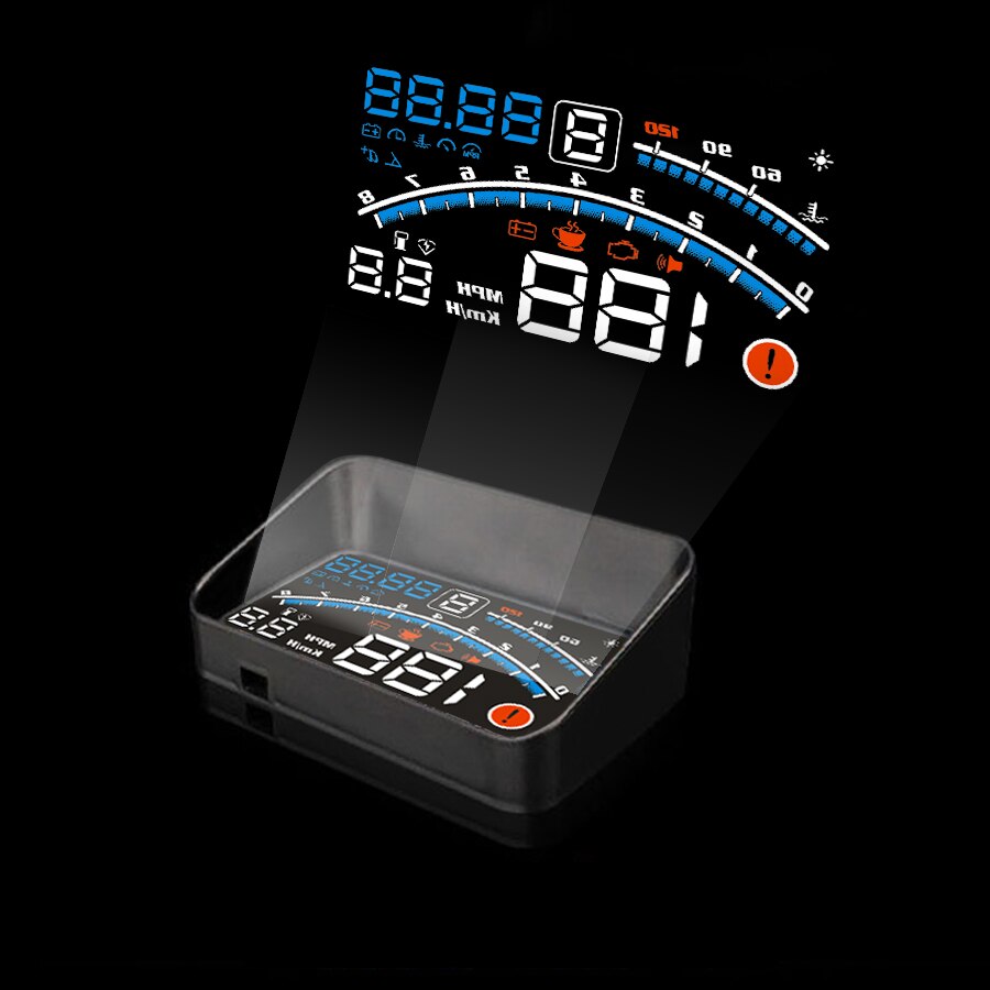 Auto Head Up Display Auto Obdii Eobd 5.5 "Voorruit Projector Hud Display Shift Herinnering Water Temp Rpm Km/H Mph Brandstofverbruik