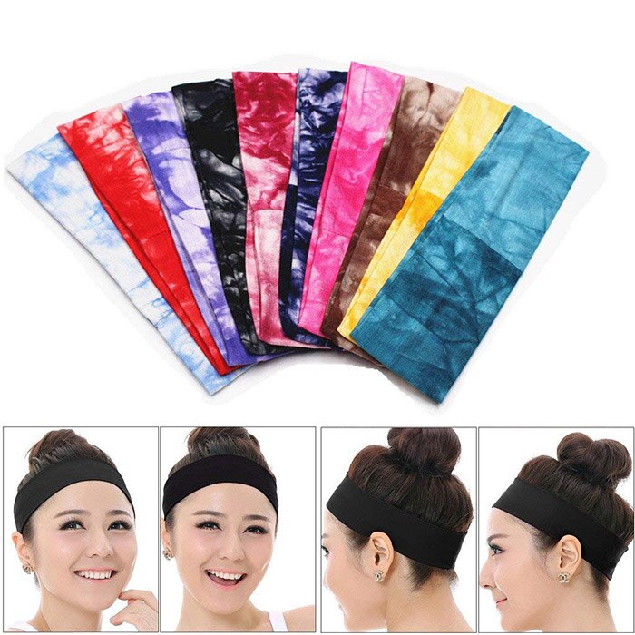 2 inch Tie Dye Cheetah Bos Boom Chevron Zebra Katoen Stretch Hoofdbanden Sport Meisje Haarbanden Bandage Gom Tulband Bandana