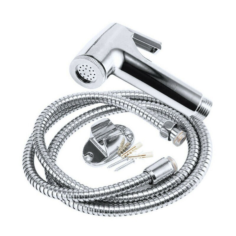 Tuyau pomme de douche support Bidet Shattaf ensemble acier inoxydable argent 3 en 1